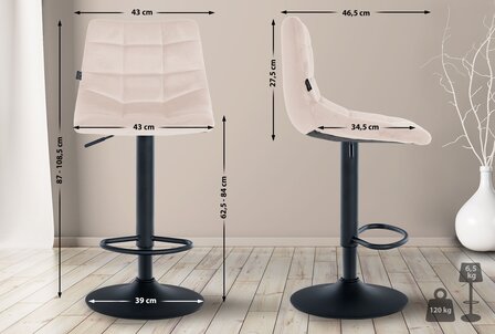 2-delige set barkruk Jirra fluweel zwart, 