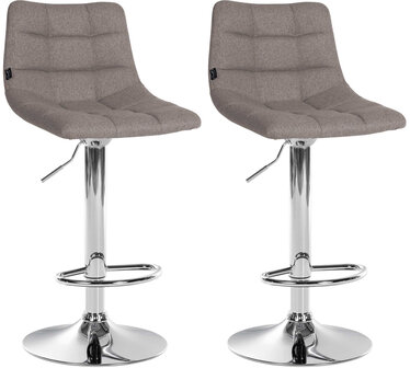 2-delige set barkruk Jirra Stof chroom, Grijs