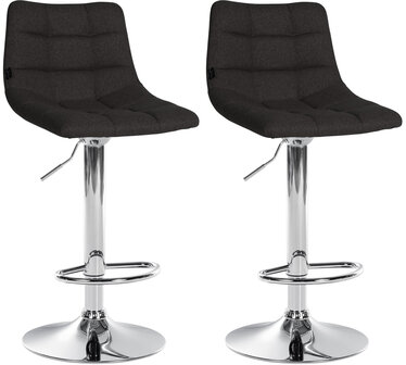 2-delige set barstoelen Jirra stof chroom, Zwart