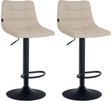 2-delige set barkruk Jirra Stof zwart, Creme