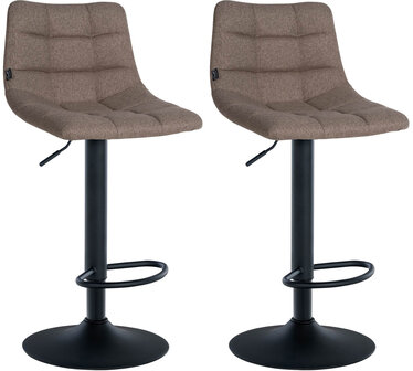 2-delige set barkruk Jirra stof zwart, Taupe