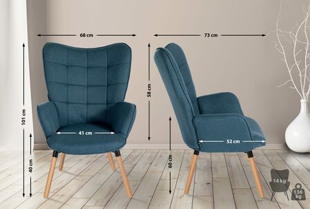 Barkruk Bermuda Rood, Blauw