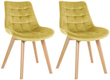 2-delige set stoelen Briik fluweel, Geel