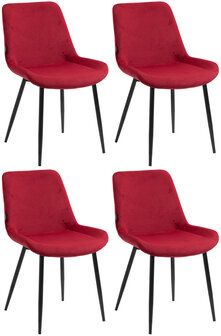 4-delige set eetkamerstoelen Vactiroi fluweel, Rood