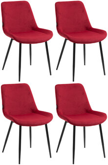 4-delige set eetkamerstoelen Vactiroi fluweel, Rood