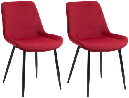 2-delige set eetkamerstoelen Vactiroi fluweel, Rood