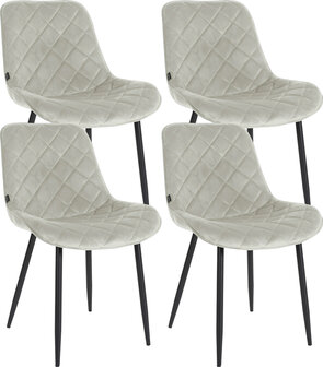 4-delige set stoelen Sprengs Fluweel, Creme