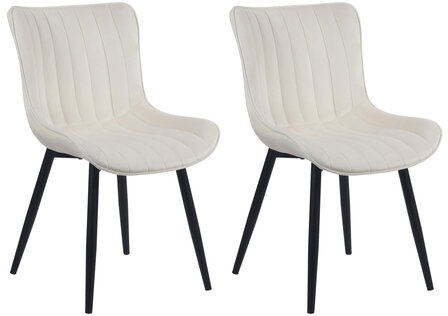 2-delige set stoelen Lorga Fluweel, Creme