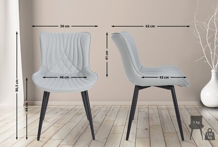 2-delige set stoelen Brida kunstleer, Grijs