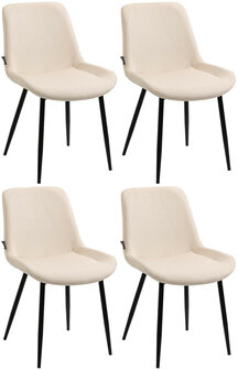 4-delige set eetkamerstoelen Vactiroi fluweel, Creme