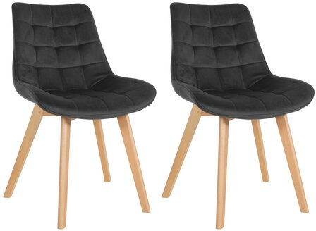 2-delige set stoelen Briik fluweel, Zwart