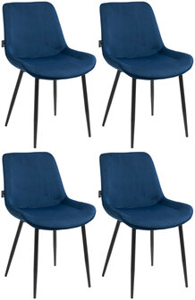 4-delige set eetkamerstoelen Vactiroi fluweel, Blauw