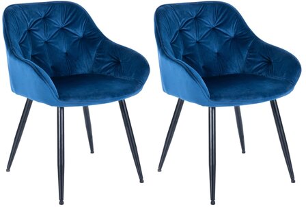 2-delige set eetkamerstoelen Cissas, Blauw