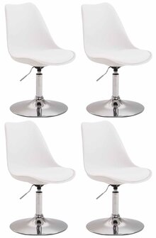 4-delige set eetkamerstoelen Miverack C kunststof, Wit