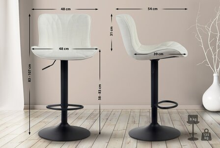 Barstoel Lunis Stof, Creme