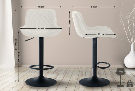 Barstoel Manosi Stof, Creme