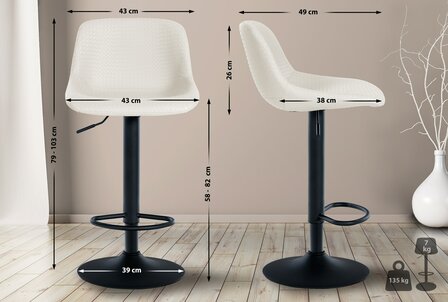 Barstoel Bermuda Rood, Creme