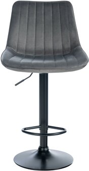 Barstoel Tino Fluweel zwart, Grijs