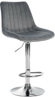 Barstoel Tino Fluweel chroom, Grijs
