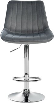 Barstoel Tino Fluweel chroom, Grijs