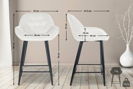 Barstoel Gobsin 76 Fluweel, Creme
