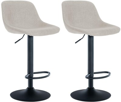 2-delige set barkruk Lift stof, Creme