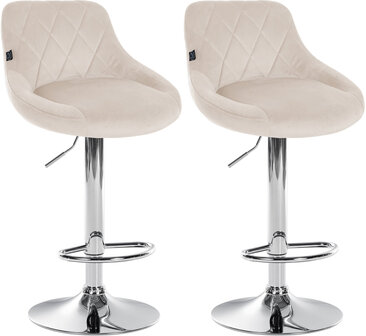 2-delige set barkrukken Lozia fluweel chroom, Creme