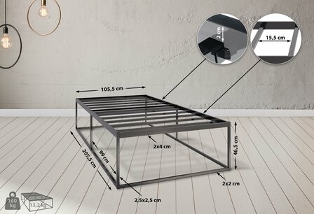 Metalen bed Scili 200x100x46 cm, Zwart