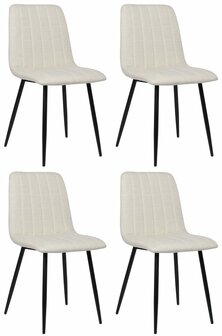 4-delige set stoelen Dojin stof, Creme