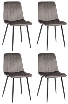 4-delige set stoelen Dojin fluweel, Grijs