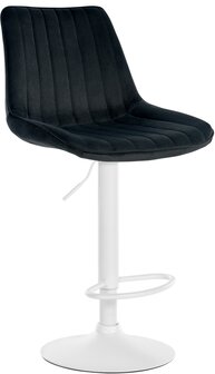 Barstoel Tino Fluweel wit, Zwart