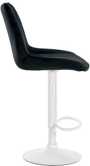 Barstoel Tino Fluweel wit, Zwart