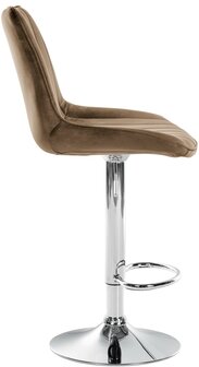 Barstoel Tino Fluweel chroom, Bruin