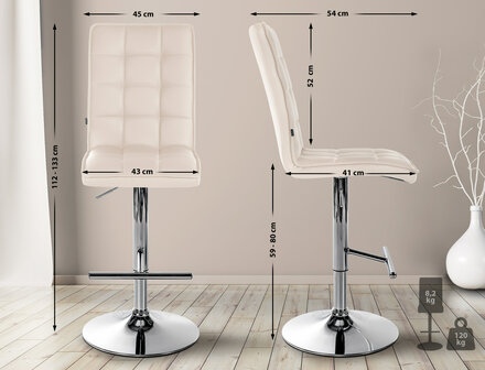 Barstoel Bermuda Rood, Creme