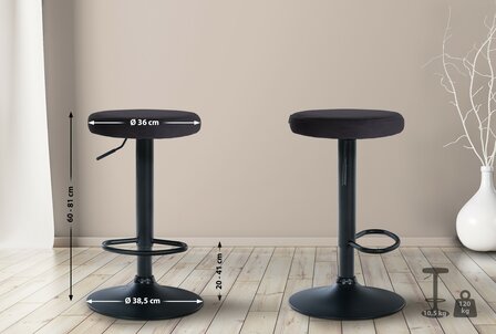 Barstoel Pento Fluweel zwart, Zwart