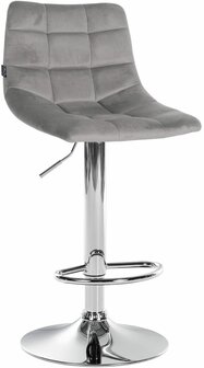 Barstoel Jirra Fluweel chroom, Grijs