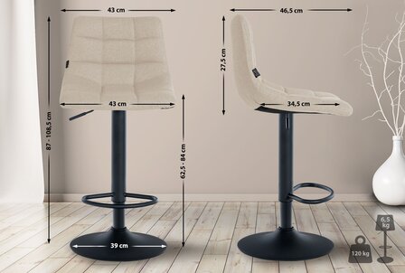Barstoel Bermuda Rood, Creme