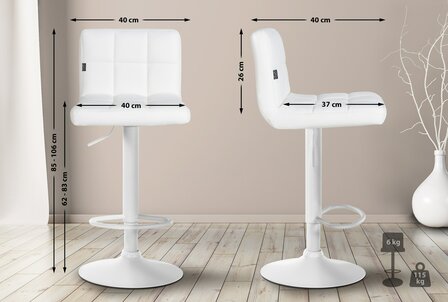 2-delige set barkrukken Fine kunstleer wit, Wit