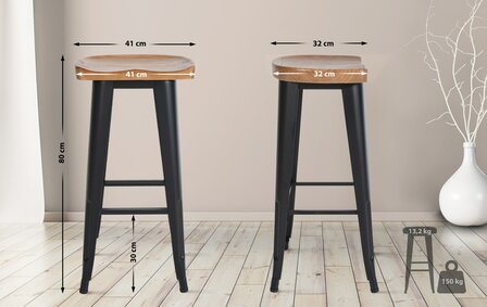 2-delige set barkrukken Cliri, Zwart