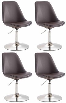 4-delige set eetkamerstoelen Miverack C kunstleer, Bruin