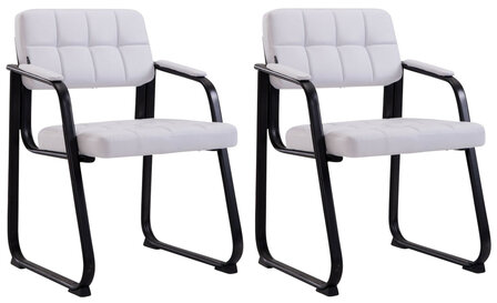 2-delige set bezoekersstoelen Cinidi B kunstleer, Wit