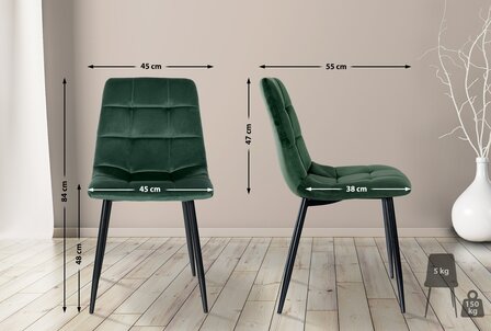 4-delige set eetkamerstoelen Entibas, Groen