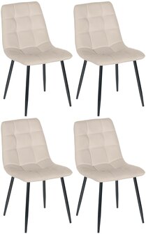 4-delige set eetkamerstoelen Entibas, Creme
