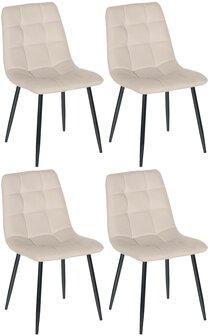 4-delige set eetkamerstoelen Entibas, Creme