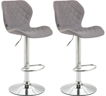 2-delige set barkrukken Cirk stof chroom, Grijs