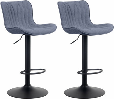 2-delige set barkruk Lunis stof, Blauw