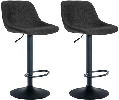 2-delige set barkrukken Lift Stof, Zwart