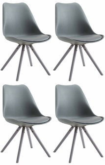 4-delige set stoelen Teulouso kunstleer Rond grijs, Grijs