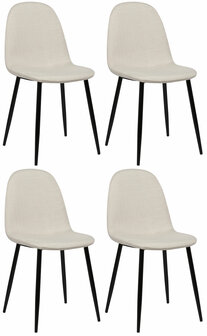 4-delige set eetkamerstoelen Nepiar Stof, Creme