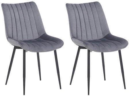 2-delige set stoelen Rehdan fluweel, Grijs